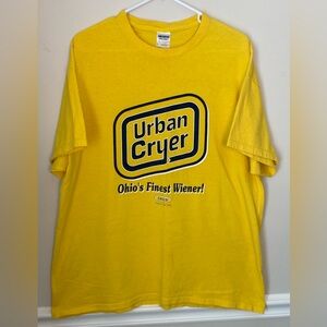 Vintage Urban Cryer Finest Wiener Smack XL Yellow Tee Michigan Ohio Rivalry
